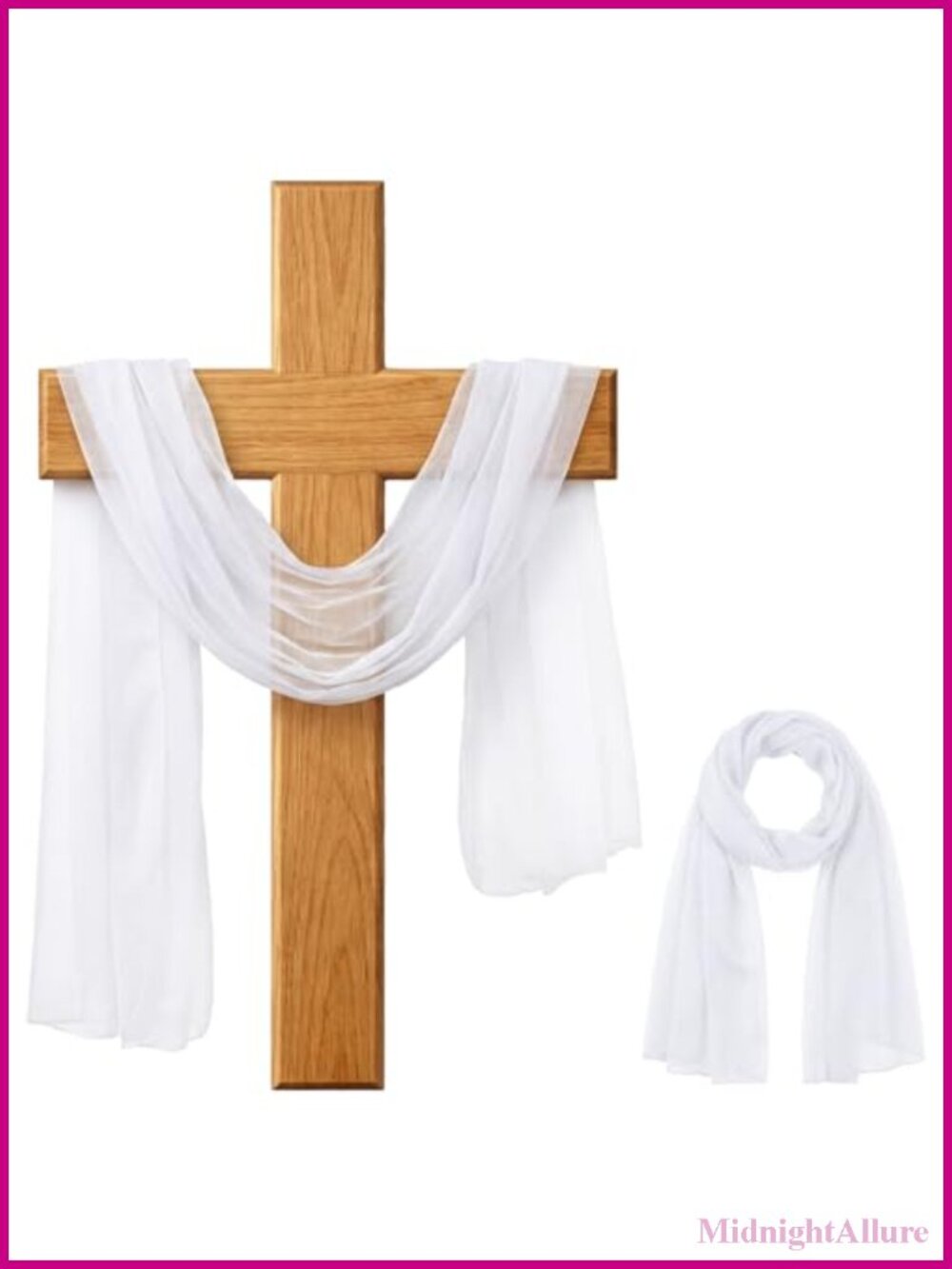 Polyester White Scarf Shawl 31x60 Wedding Church Cross Decor